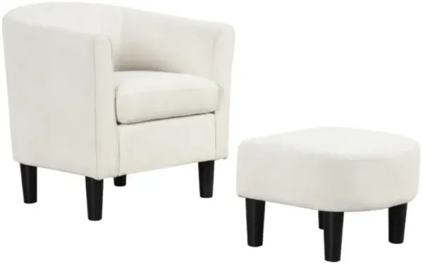 Hivvago Upholstered Teddy Velvet Club Barrel Chair with Ottoman with Footrest