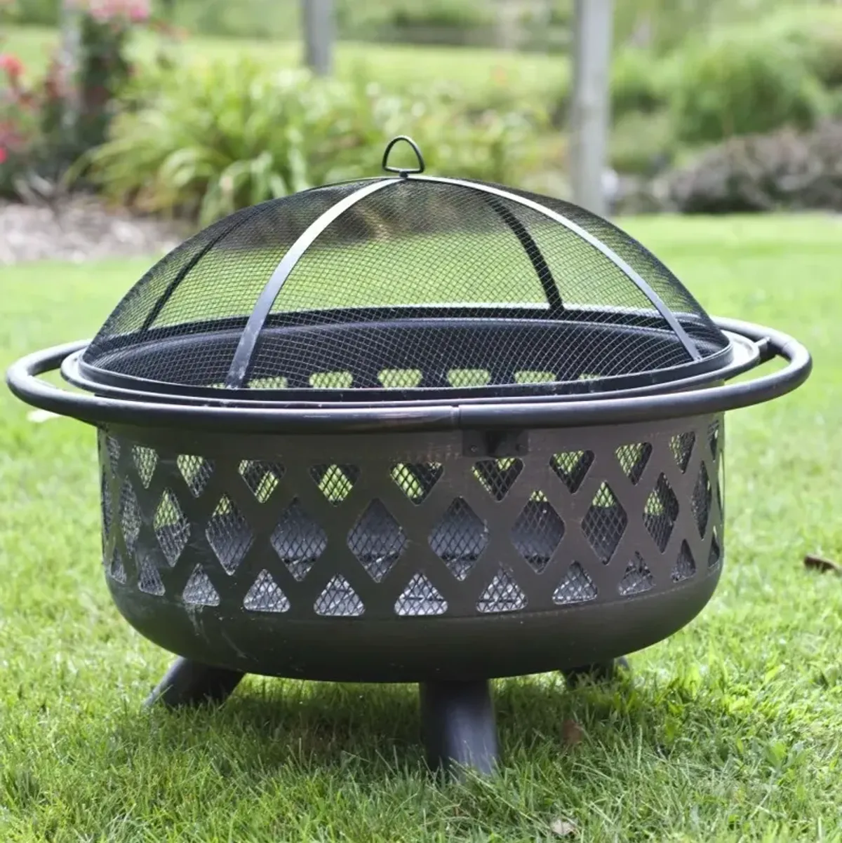 Hivvago 36-inch Bronze Fire Pit with Grill Grate Spark Screen Cover