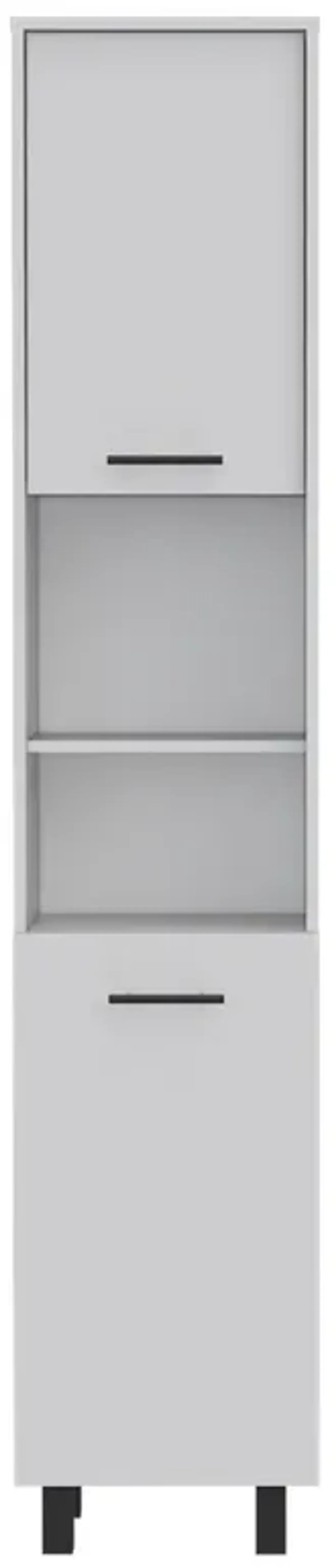 Hobart Pantry, Four Legs, Three Interior Shelves, Two Shelves, Two Cabinets - White