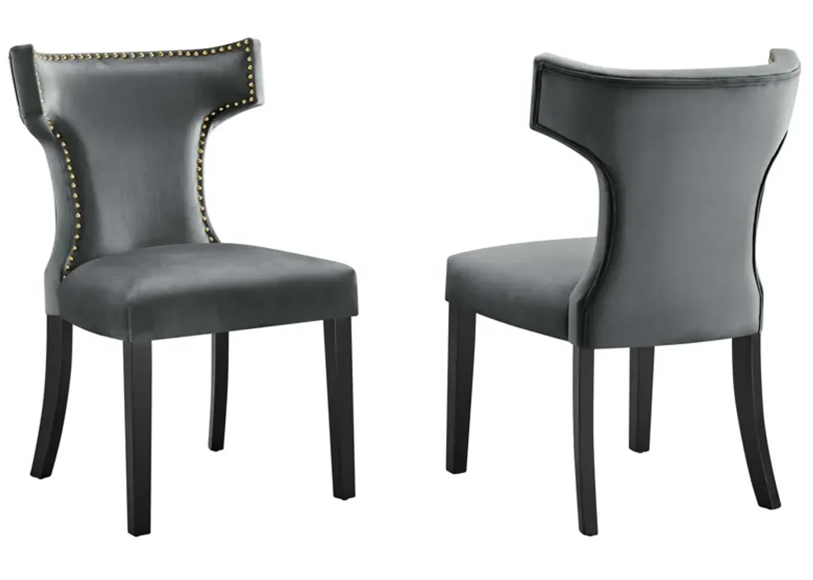 Curve Performance Velvet Dining Chairs - Set of 2