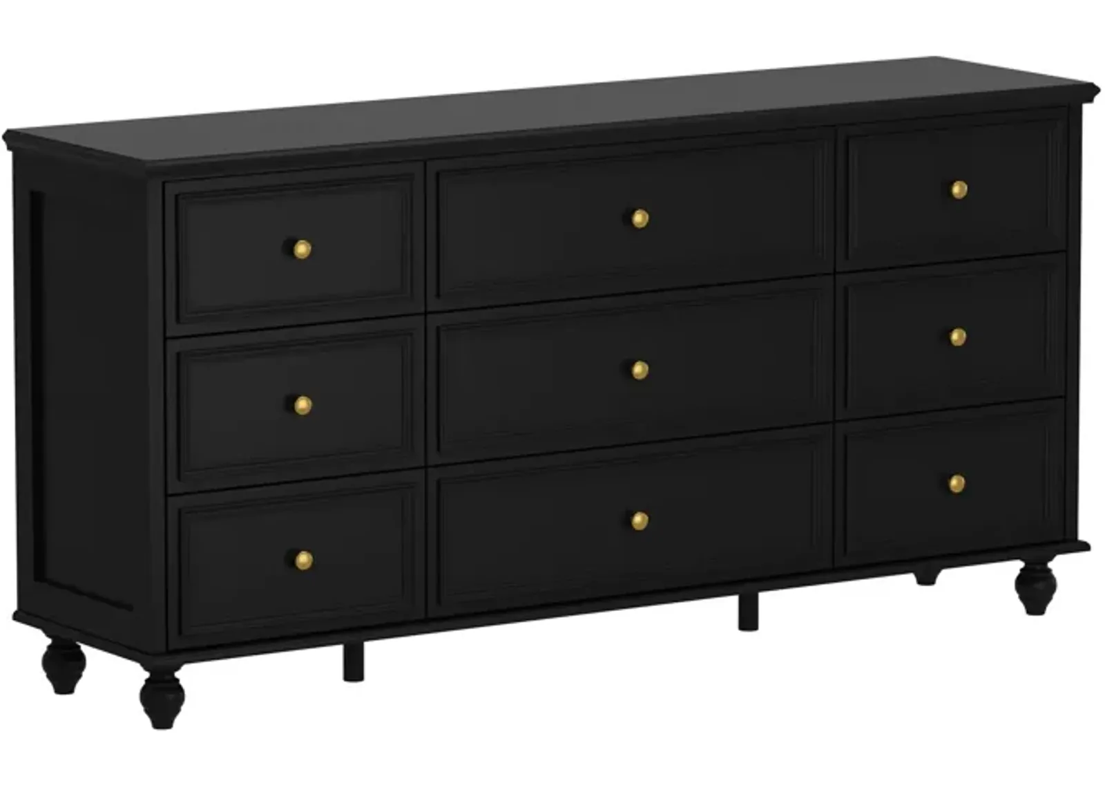 Black Wooden 9-Drawer Chest of Drawers 63 in. W x 31.5 in. H x 15.7 in. D Dresser, Modern European Style