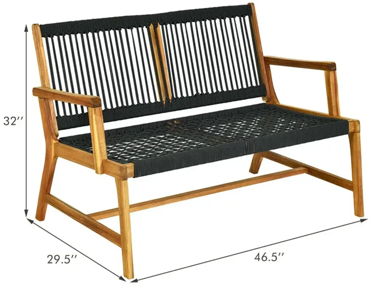 2-Person Acacia Wood Yard Bench for Balcony and Patio