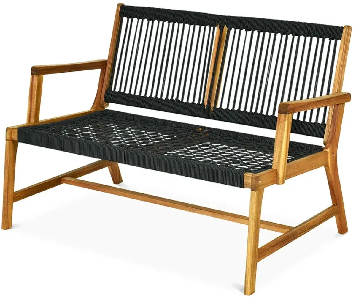 2-Person Acacia Wood Yard Bench for Balcony and Patio