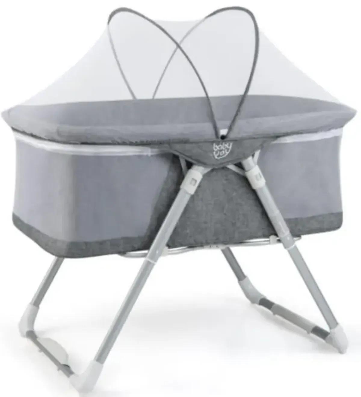 2-In-1 Baby Bassinet with Mattress and Net-Gray