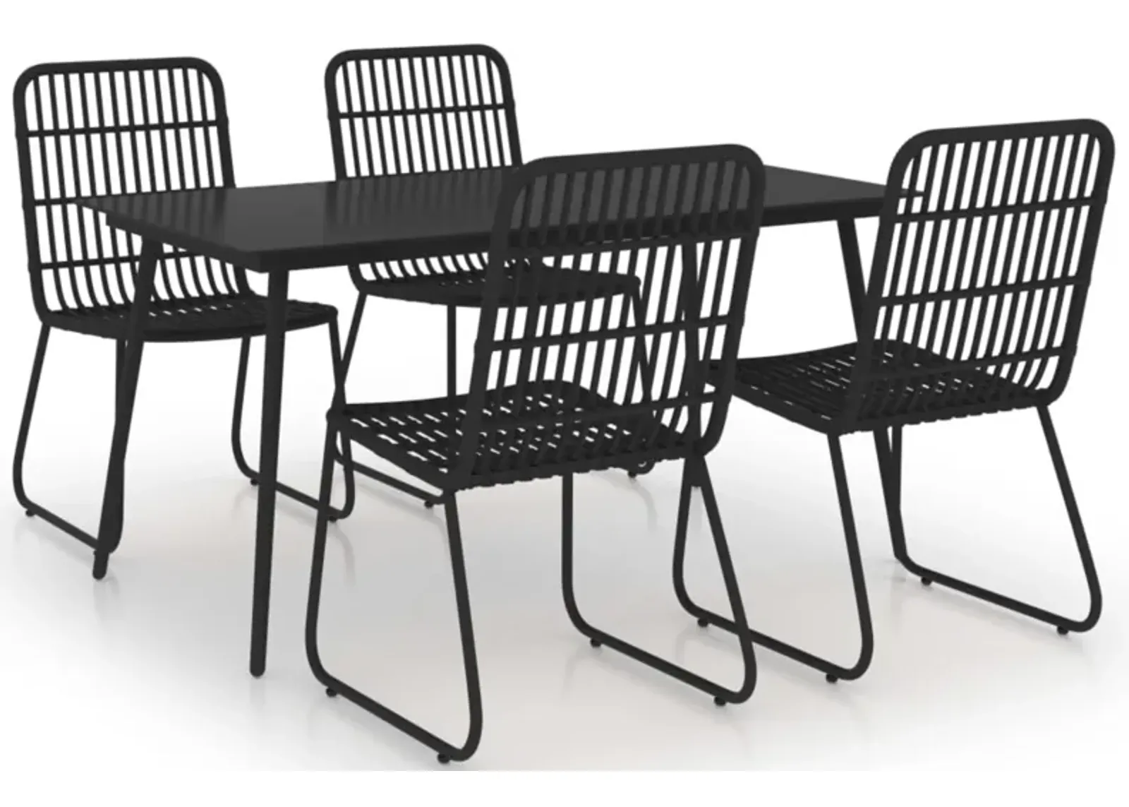 vidaXL 5 Piece Outdoor Dining Set Poly Rattan and Glass