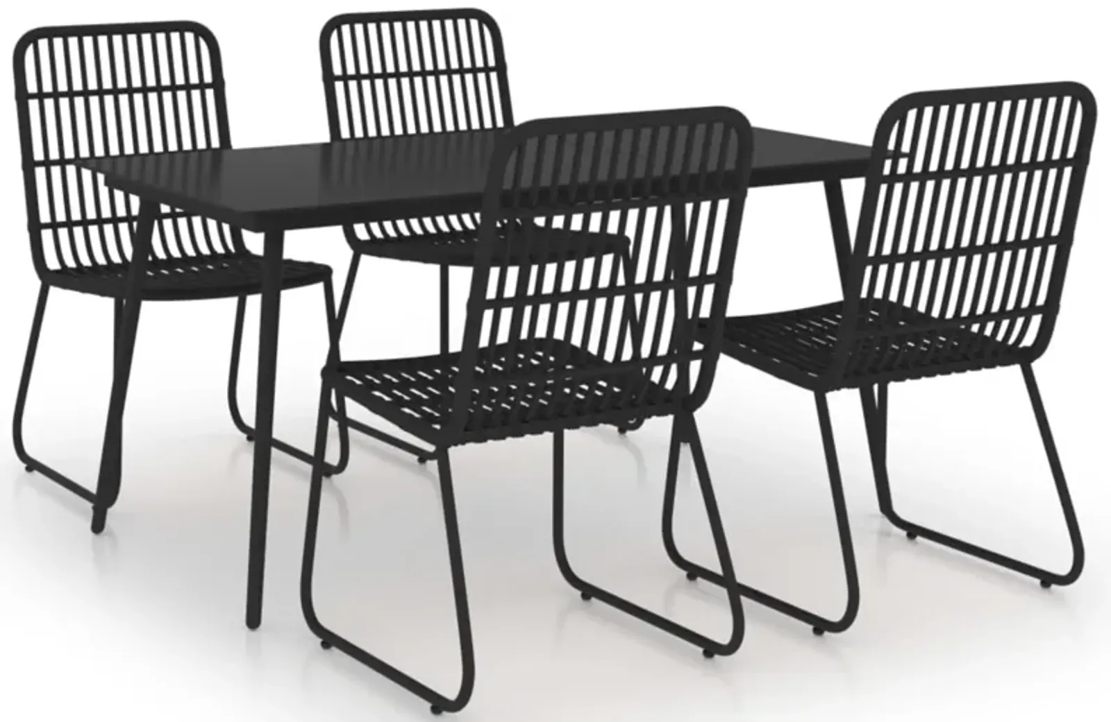 vidaXL 5 Piece Outdoor Dining Set Poly Rattan and Glass