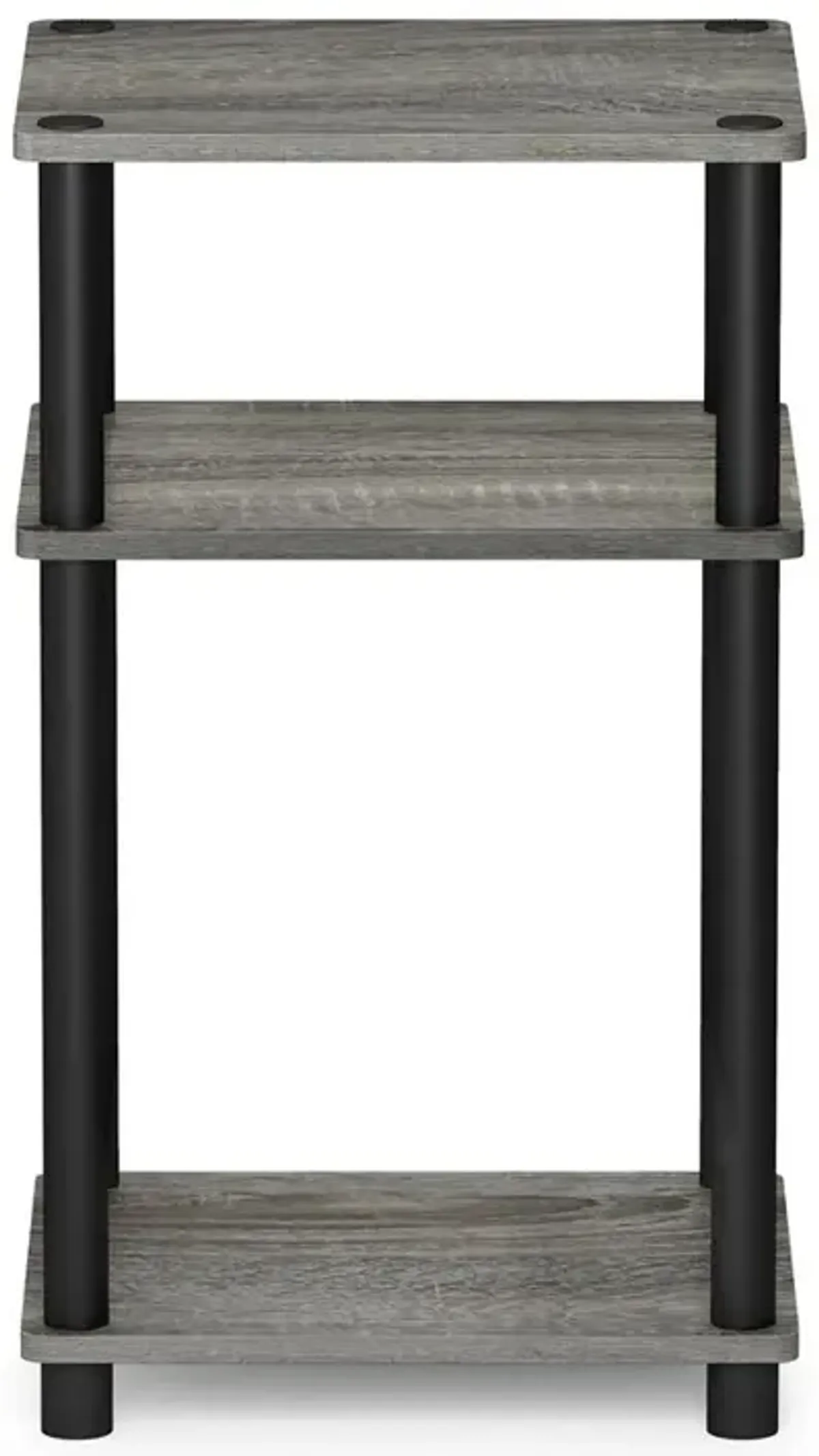 Furinno Just 3-Tier Turn-N-Tube End Table, French Oak Grey/Black, 11087GYW/BK