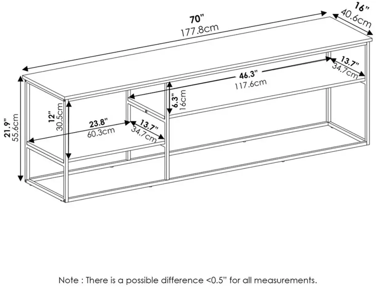 Furinno Moretti Modern Lifestyle TV Stand for TV up to 78 Inch, Columbia Walnut