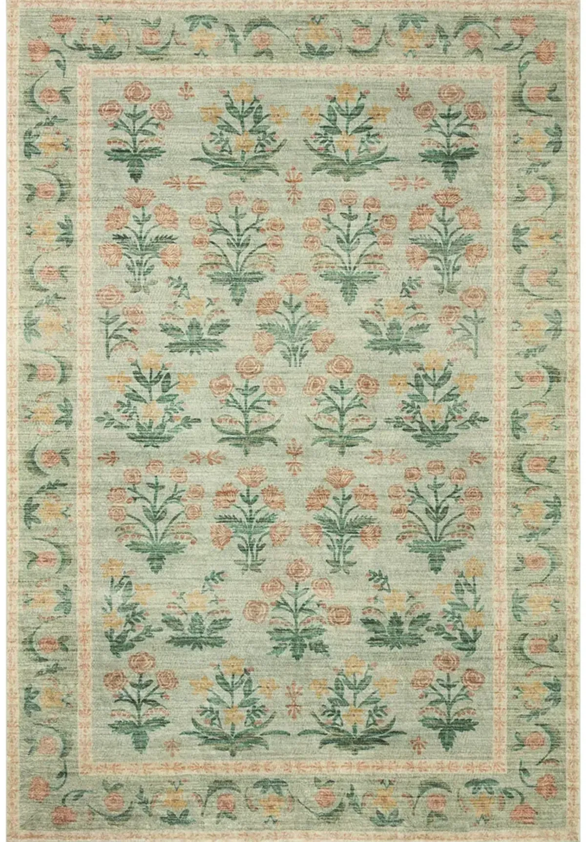 Eden Mughal Rose Moss 2'6" x 7'6" Runner Rug