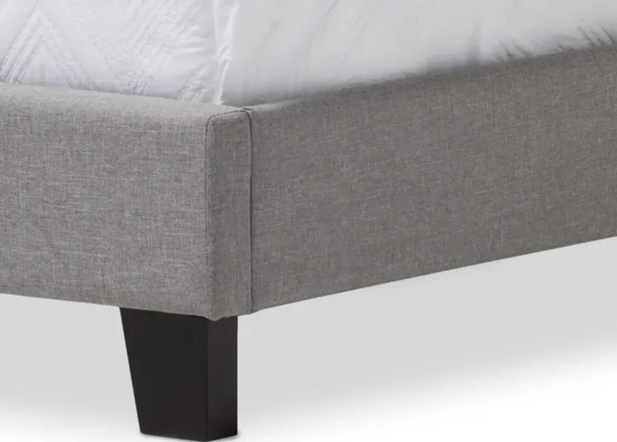 Baxton Studio Benjamin Modern Grey Fabric Upholstered Twin Size Arched Bed with Nail Heads