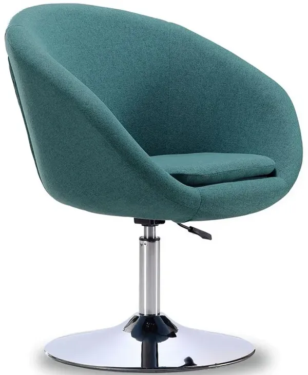 Hopper Sky Blue and Polished Chrome Twill Adjustable Height Chair - Benzara