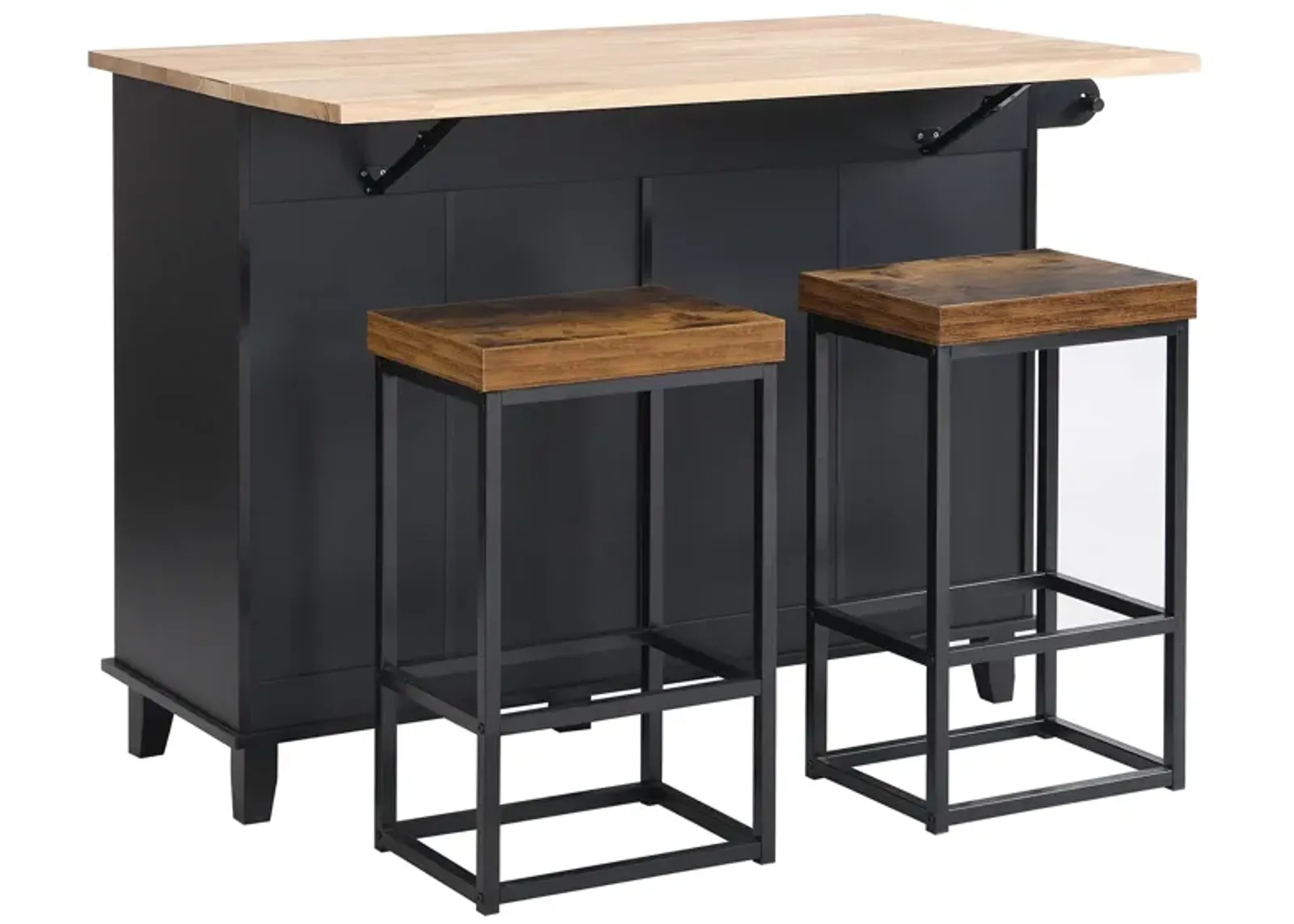 Farmhouse Kitchen Island Set with 2 Stools