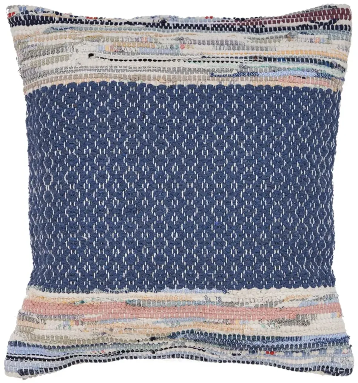 18" Blue and White Chindi Square Throw Pillow