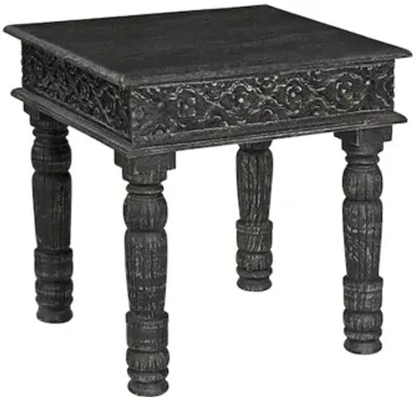 Taran Designs Eldris Carved Solid Wood End Table