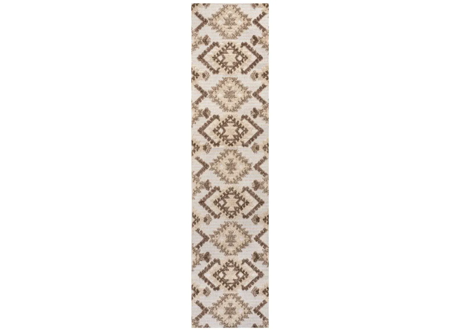 Sumak High-Low Pile Neutral Diamond Kilim Area Rug