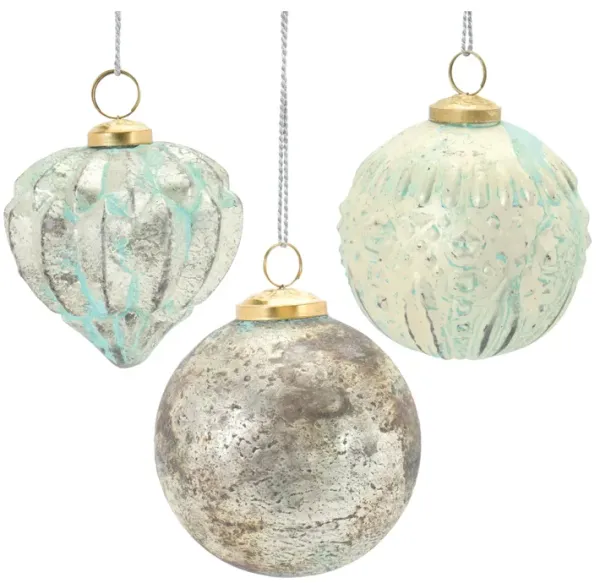 Distressed Mercury Glass Ornmanet (Set of 6)