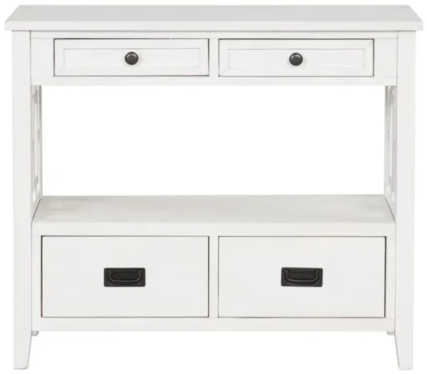 Farmhouse Pine Wood Console Table Entry Sofa Table with 4 Drawers & 1 Storage Shelf for Entryway Living Room Bedroom Hallway Kitchen