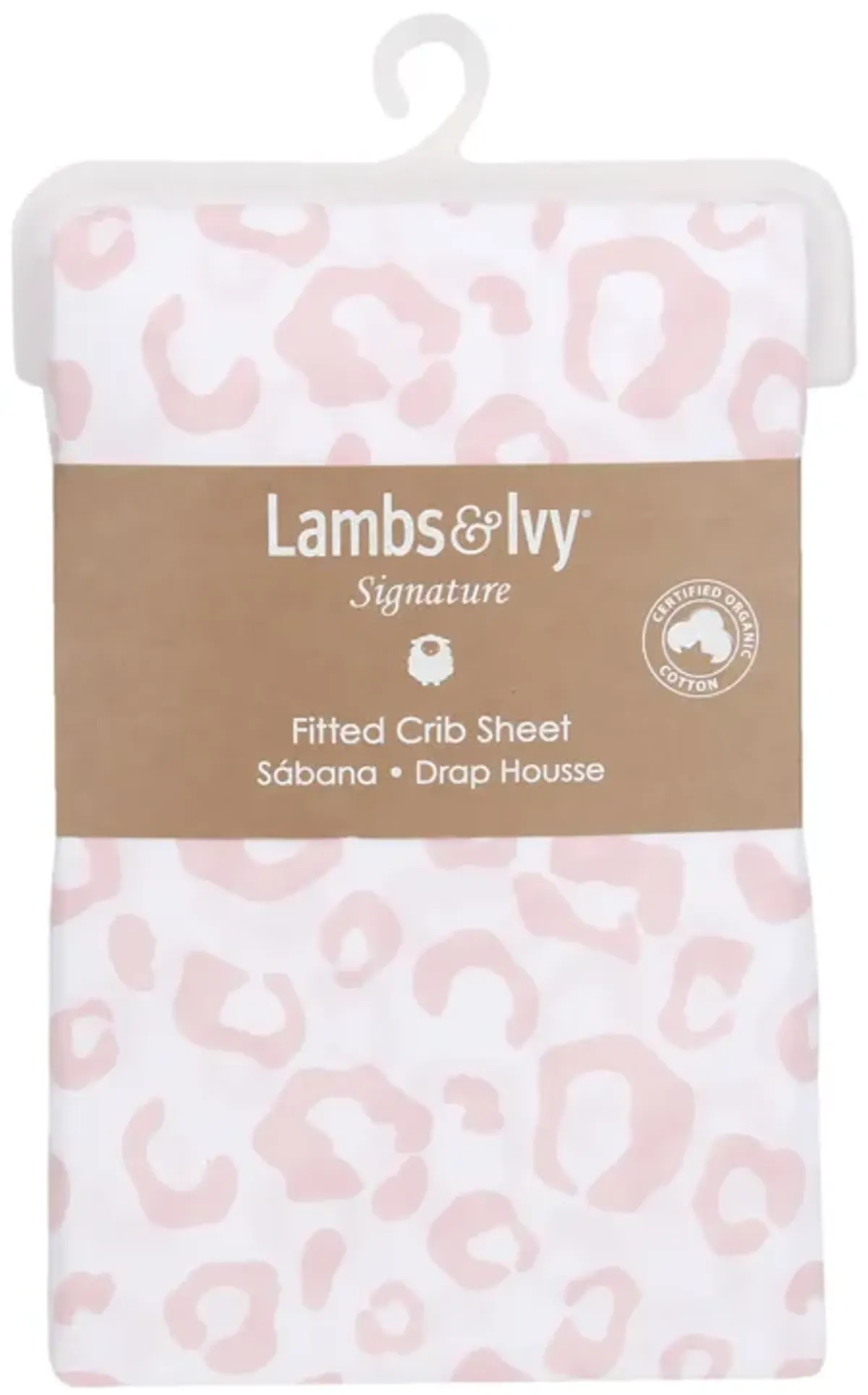 Lambs & Ivy Signature Pink/White Leopard Organic Cotton Fitted Crib Sheet