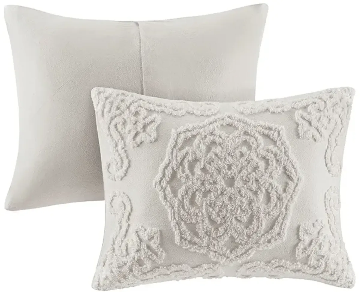 Gracie Mills Ray 3-Piece Boho-Inspired Tufted Cotton Chenille Medallion Comforter Set