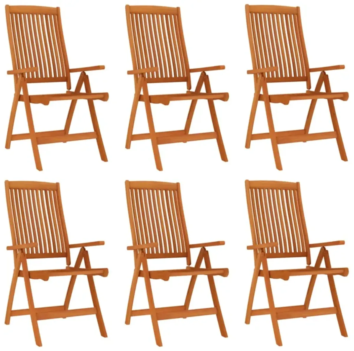 vidaXL Folding Patio Chairs 6 pcs Solid Wood Eucalyptus