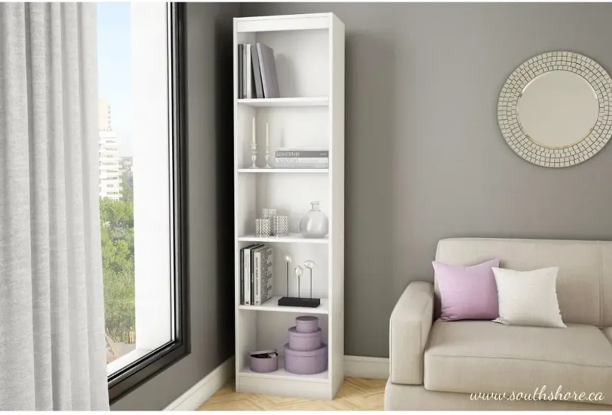Space-Saving 5-Shelf Slim Bookcase for Books and Decorative Items