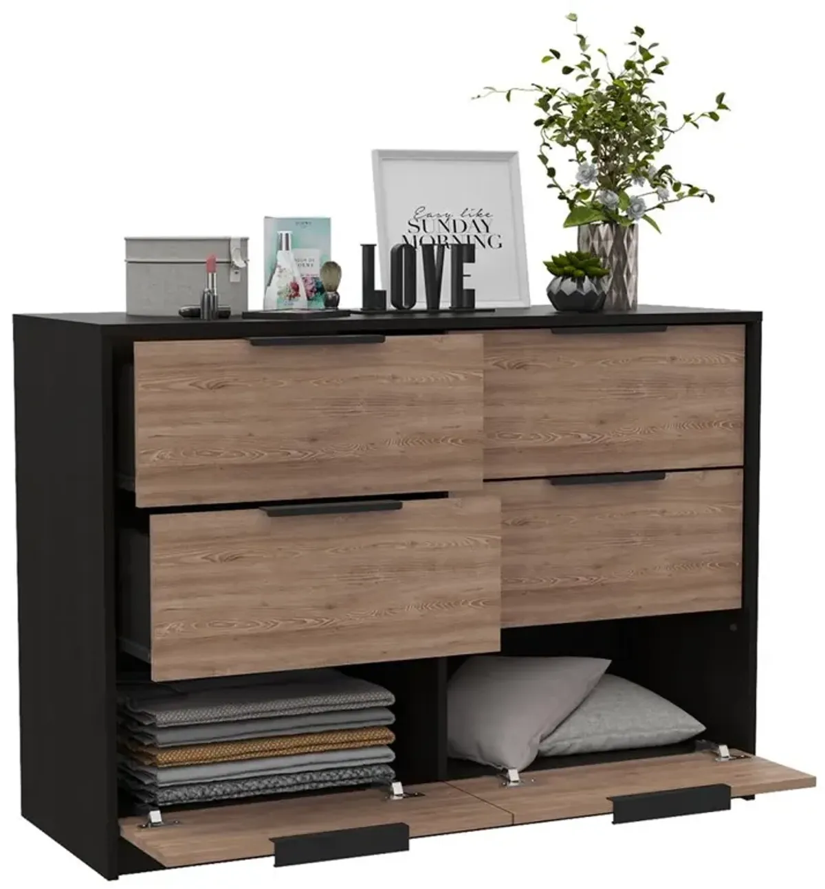 Egeo 4 Drawers Dresser Black Wengue-Pine