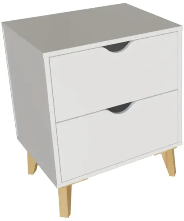 Contemporary Wood Nightstand with 2 Drawers – Functional Bedroom Storage
