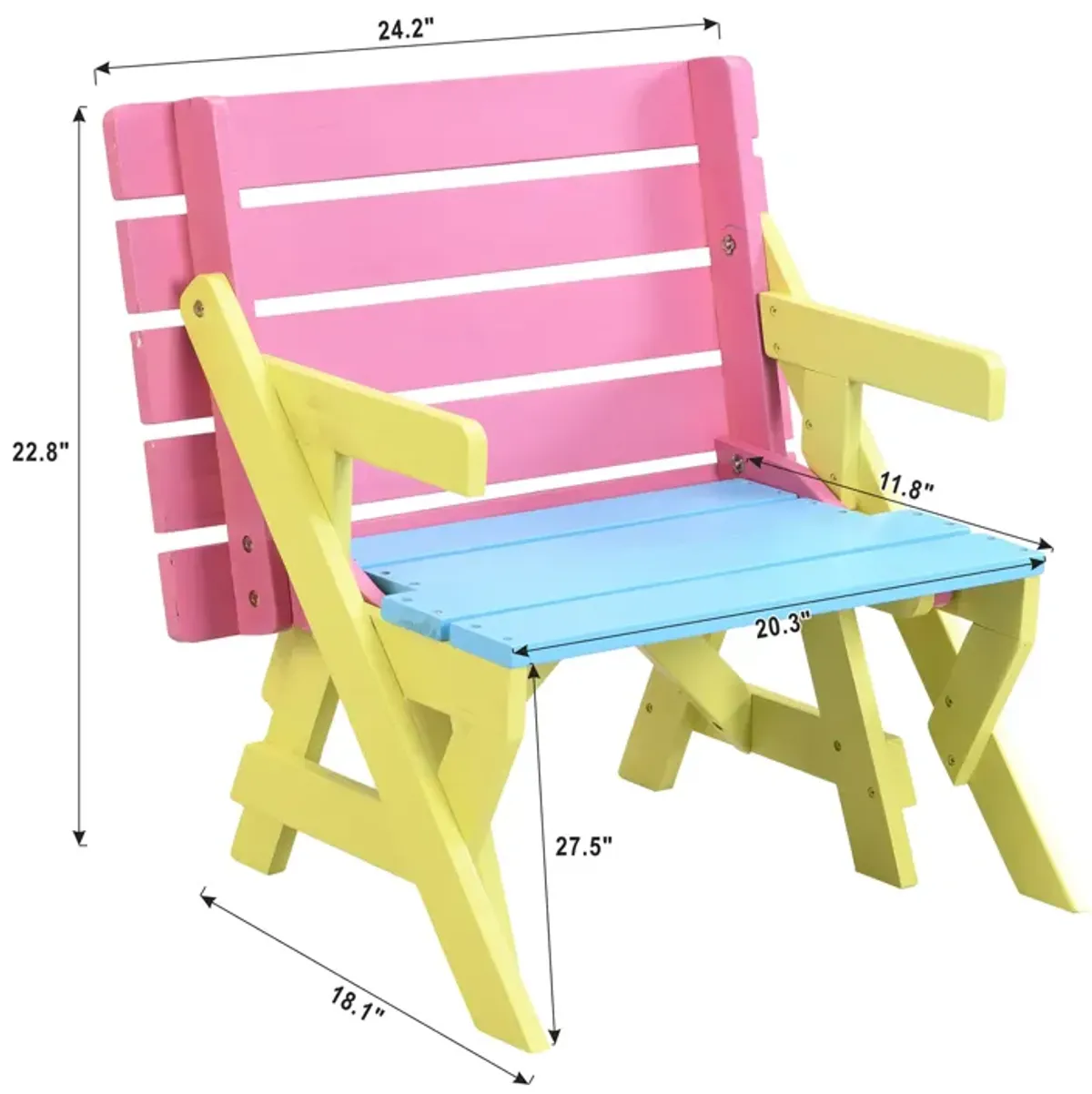 KID'S MULTI-FUNCTIONAL ARM CHAIR,TABLE+ 2 BENCHES (All-in-one)