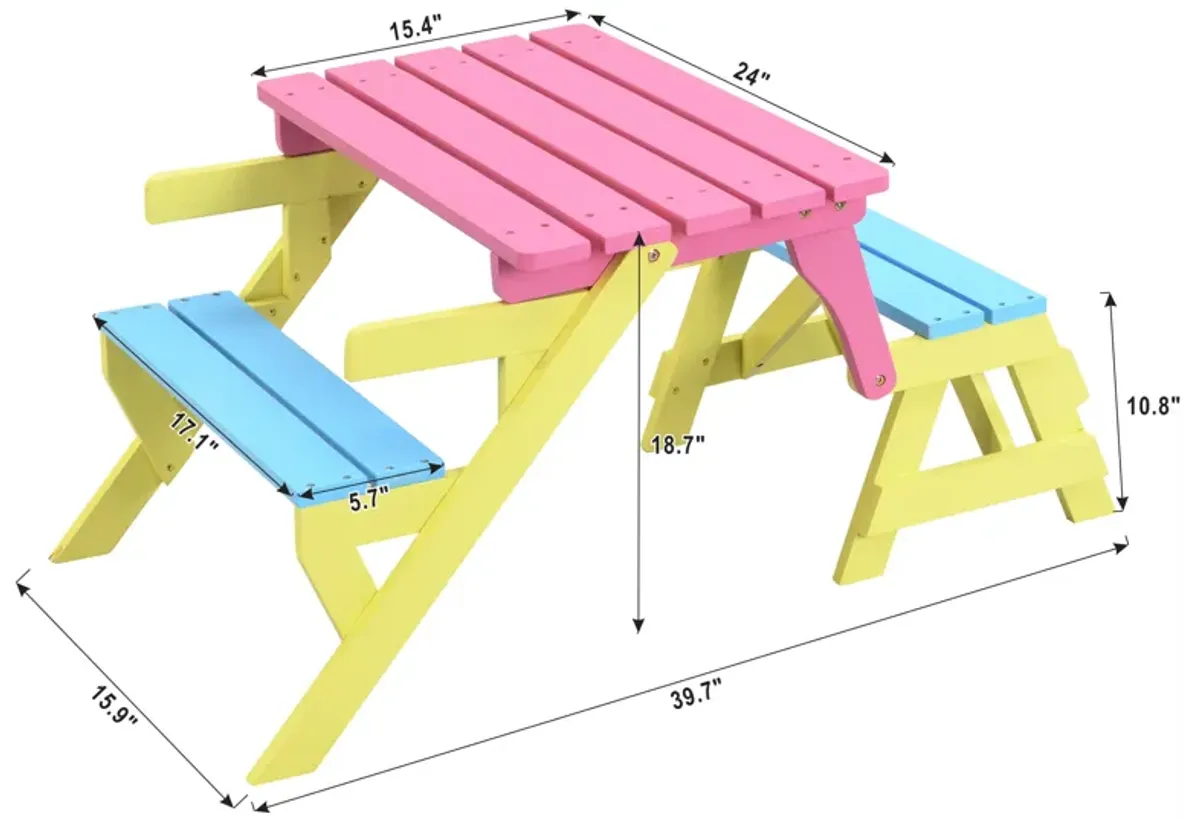 KID'S MULTI-FUNCTIONAL ARM CHAIR,TABLE+ 2 BENCHES (All-in-one)