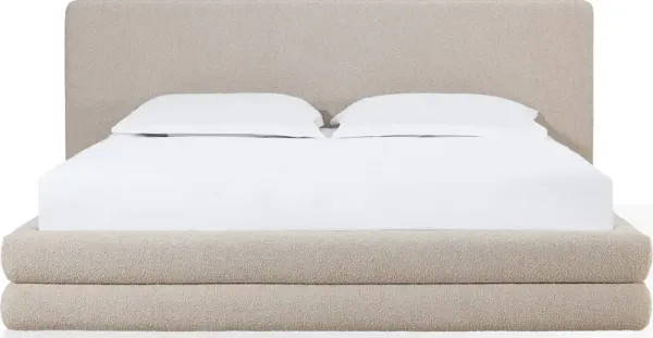 Maya California King-size Upholstered Platform Bed in Brun Boucle