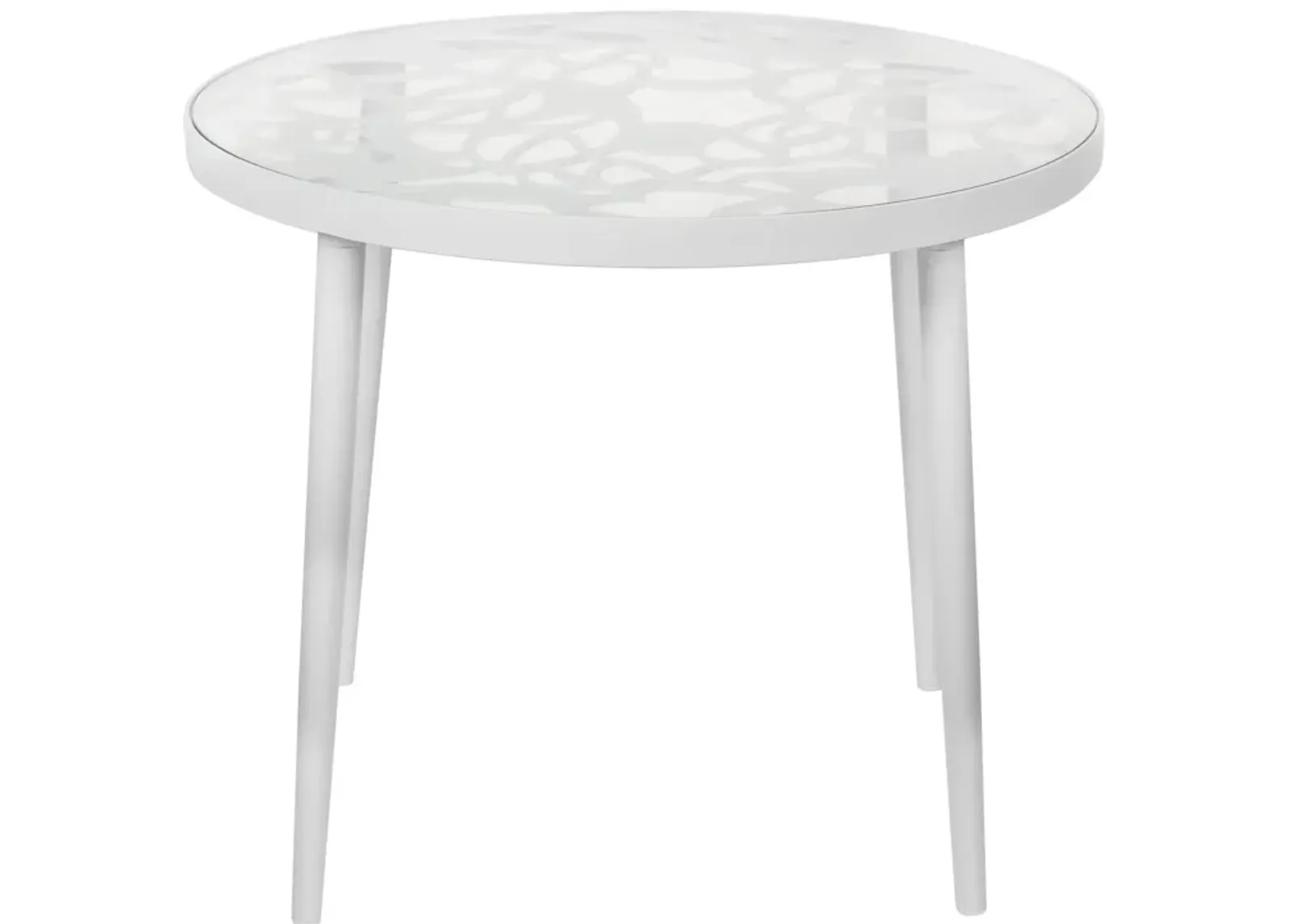 LeisureMod Devon Tree Design Glass Top Aluminum Base Outdoor End Table