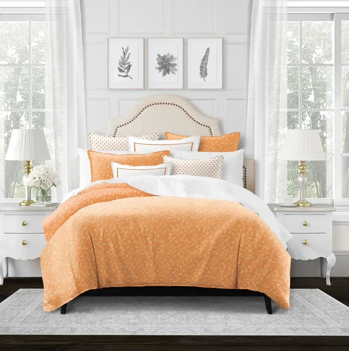 6ix Tailors Fine Linens Sabrina Tangerine Duvet Cover Set