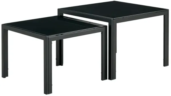 Hivvago Set of 2 Tempered Glass Modern Design Nesting Coffee Table Set