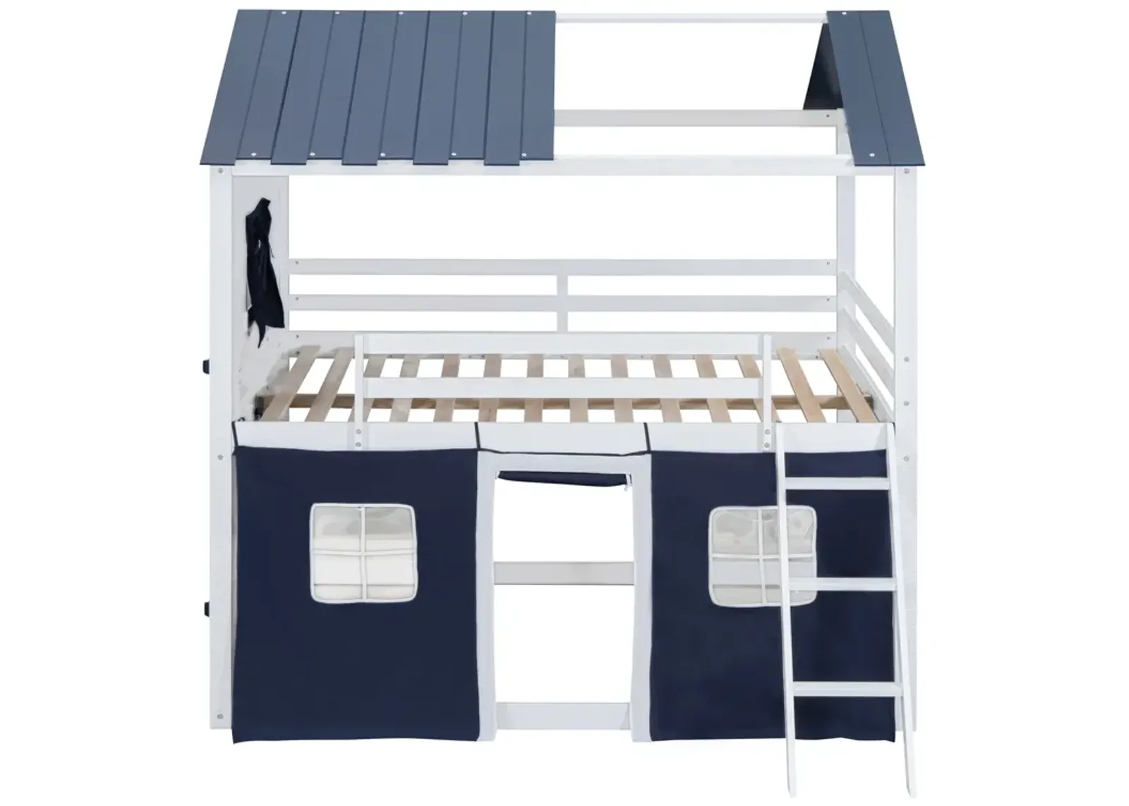 Merax Bunk Wood House Bed with Tent