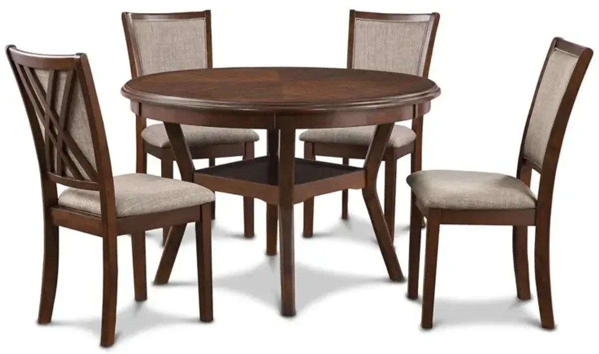 New Classic Furniture Furniture Amy 5-Piece Contemporary Wood Dining Set in Cherry