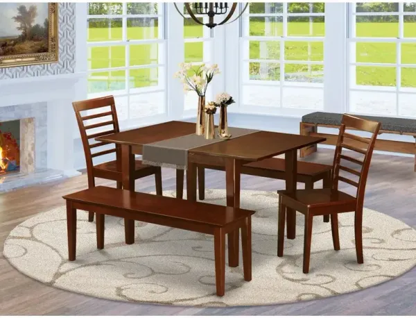 5 Pc Kitchen Table with bench -dinette Table with 2 Dining Chairs and 2 Benches