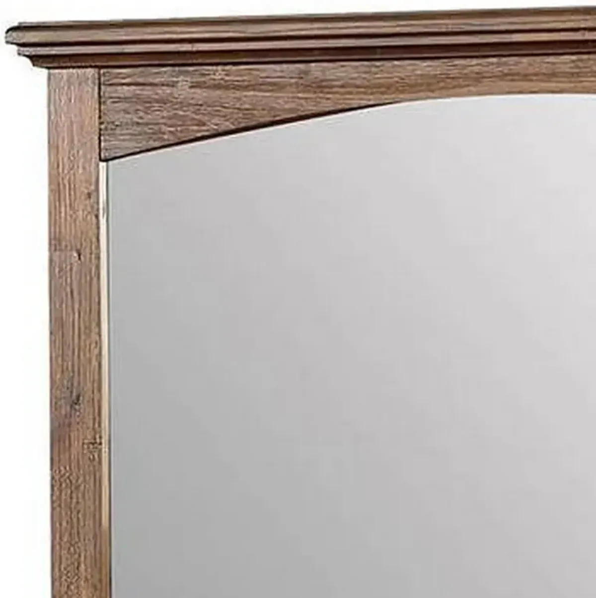 37 Inch Transitional Style Wooden Frame Mirror, Dark Oak - Benzara