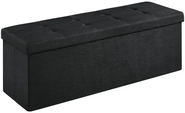 Long Folding Ottoman with Storage and Divider – 43" Upholstered Bench and Foot Stool for Home Organization