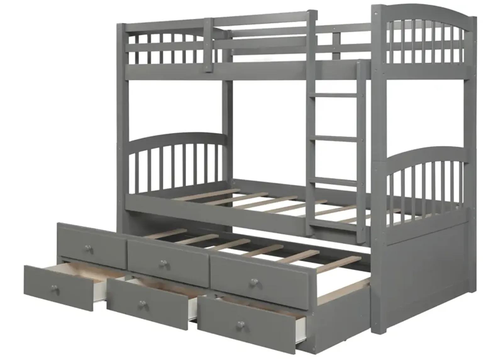 Twin Bunk Bed With Ladder, Safety Rail, Twin Trundle Bed With 3 Drawers For Teens Bedroom