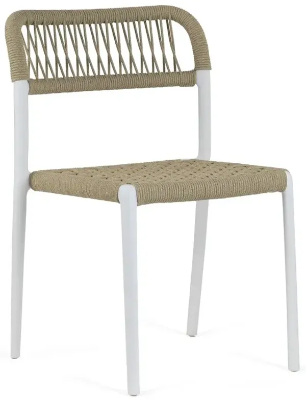 Glamour Home Set of 2 Belen Beige Woven Rope Fabric Dining Chair with Plastic Frame