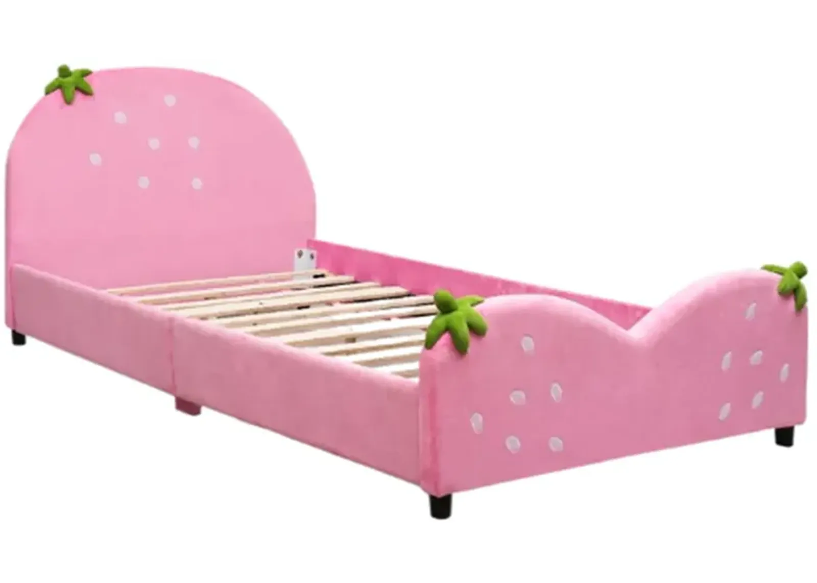 Kids Children Upholstered Berry Pattern Toddler Bed