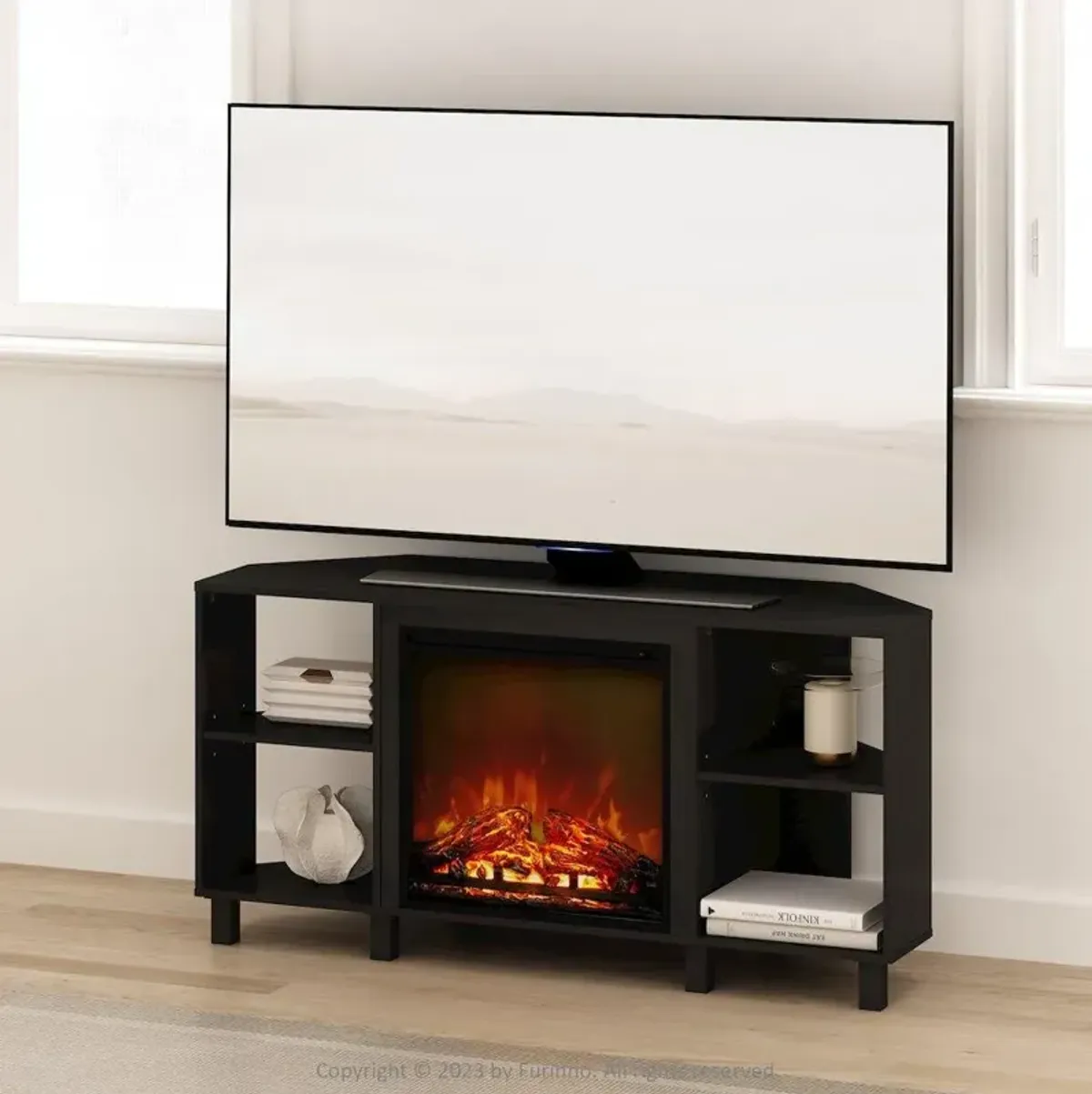 Electric Fireplace Corner TV Stand, Entertainment Center for TV up to 55 Inch