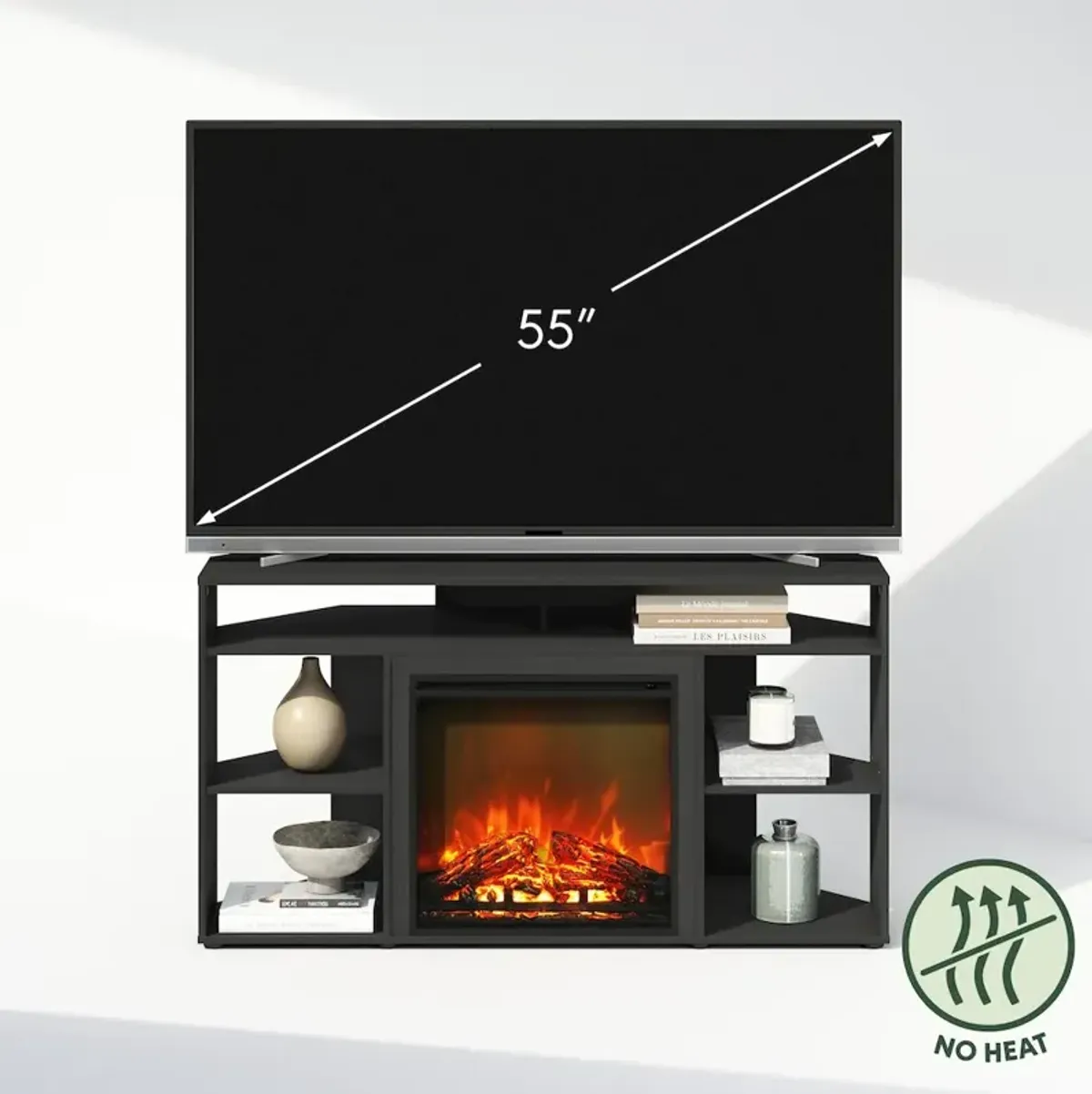 Electric Fireplace Corner TV Stand, Entertainment Center for TV up to 55 Inch