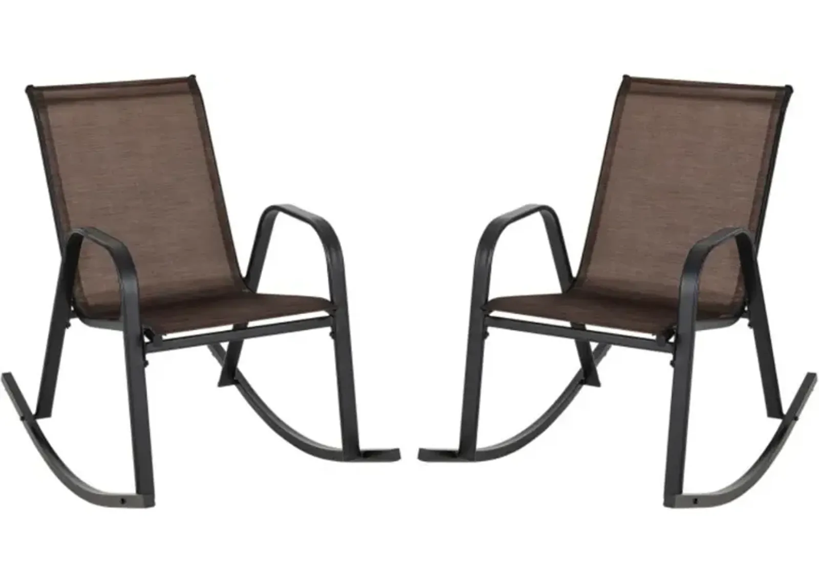 Hivvago Set of 2 Metal Patio Rocking Chair with Breathable Seat Fabric