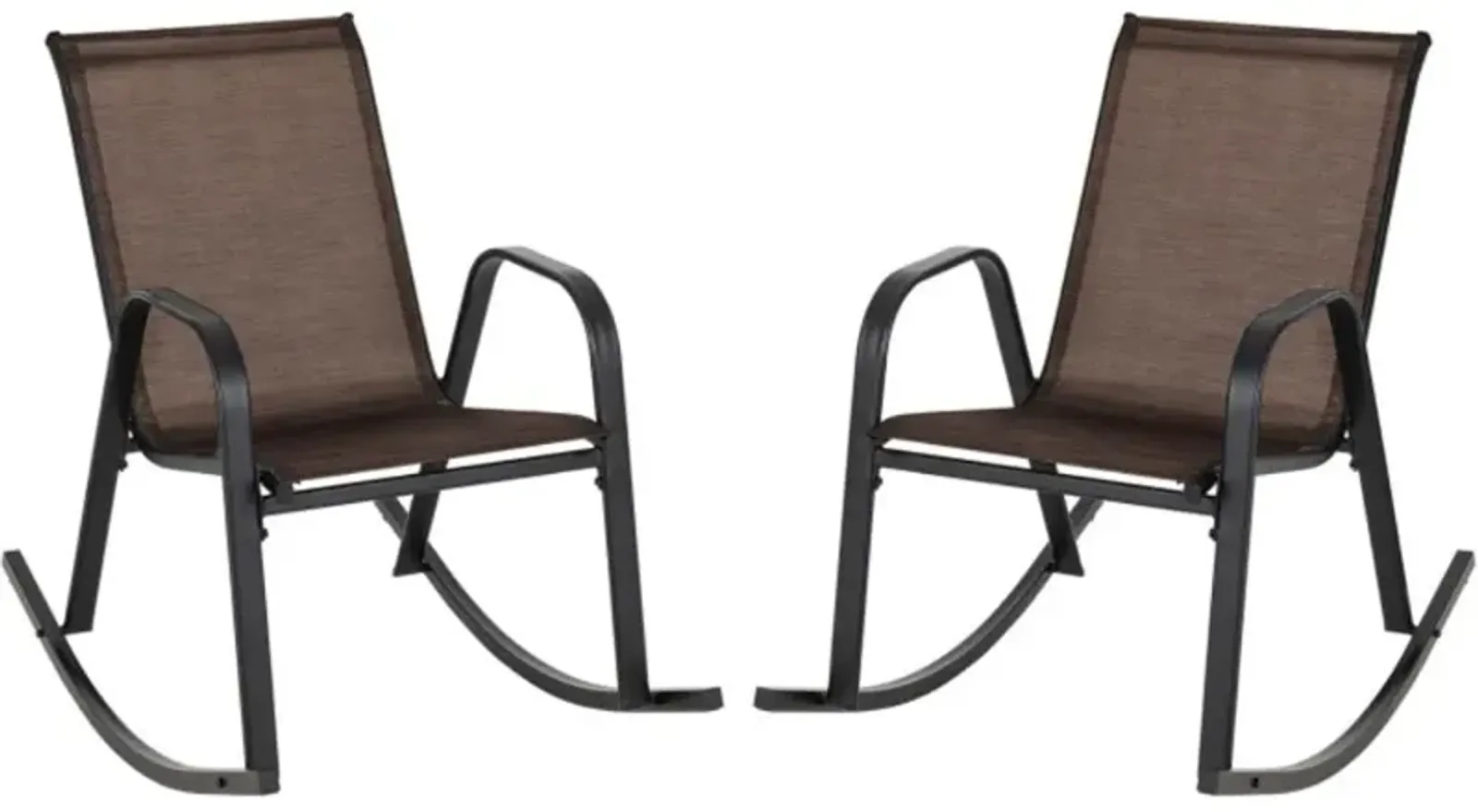 Hivvago Set of 2 Metal Patio Rocking Chair with Breathable Seat Fabric