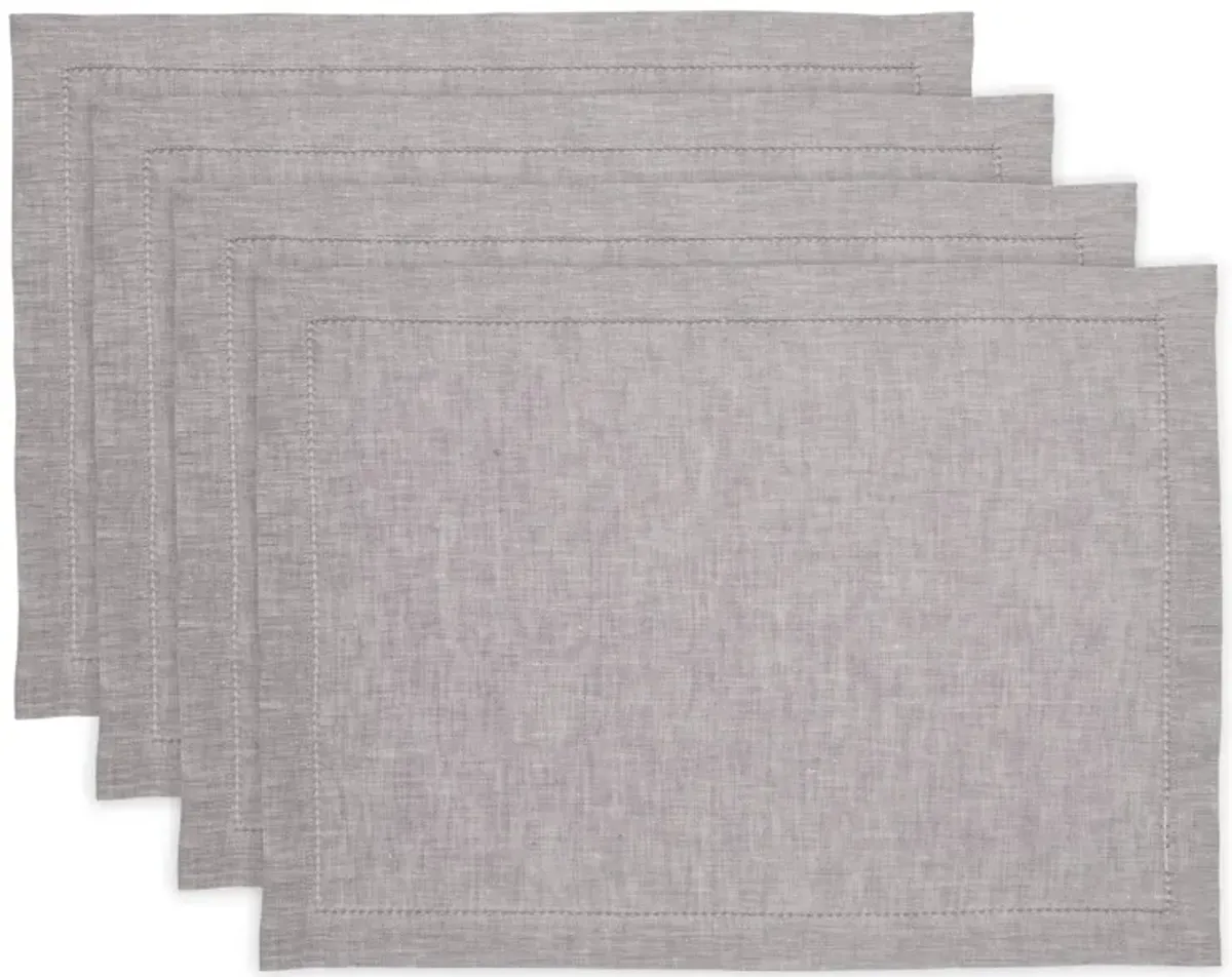 Solino Home 100% Pure Linen Placemats 14 x 19 Inch Set of 4 | Milan