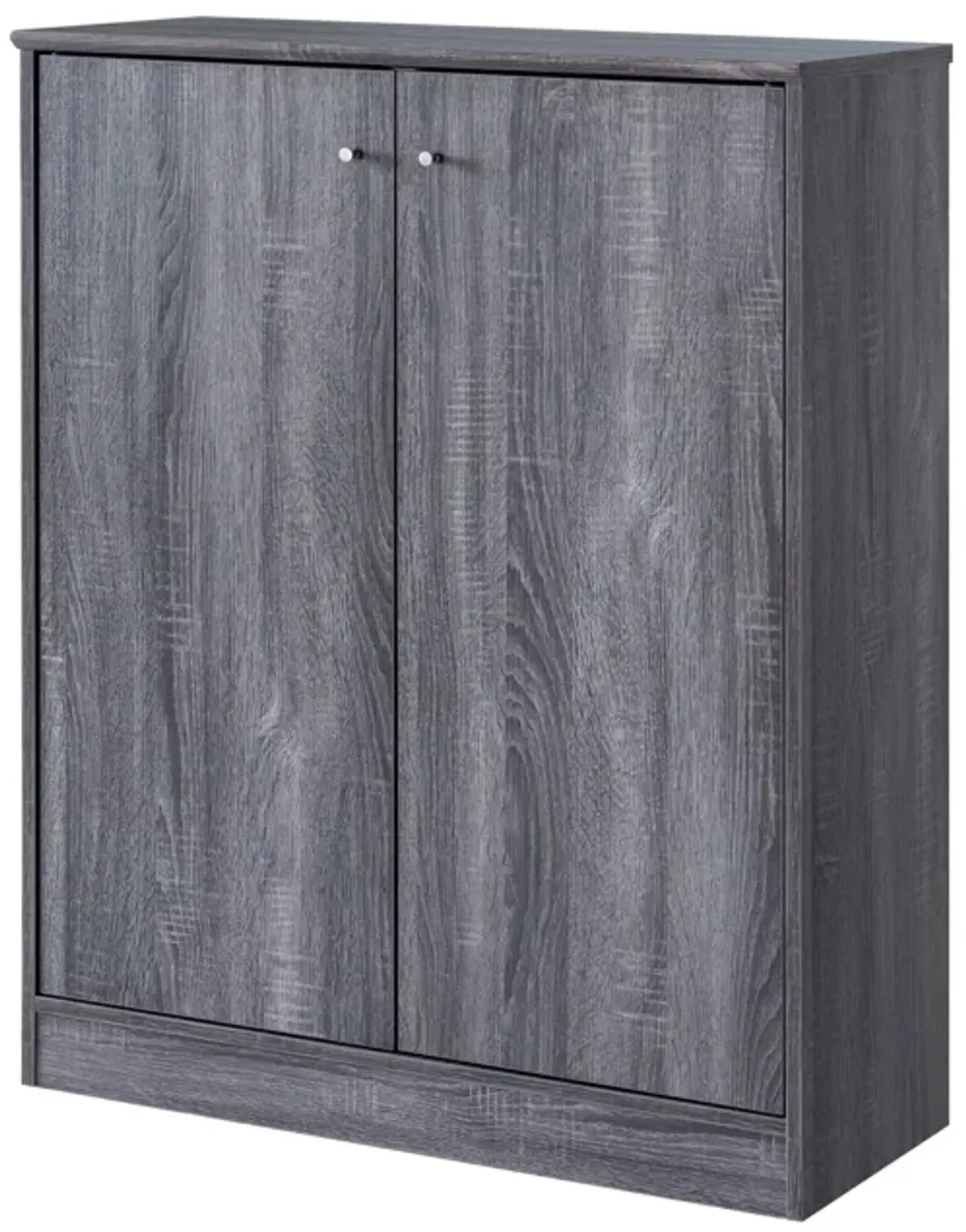 41 Inch Distressed Wooden Shoe Cabinet with 2 Drawers, Gray-Benzara