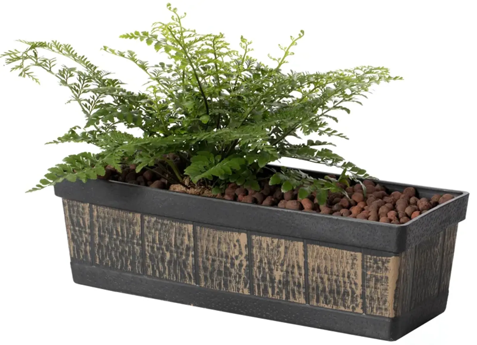 Outdoor and Indoor Rectangle Trough Plastic Planter Box, Vegetables or Flower Planting Pot, Brown Small