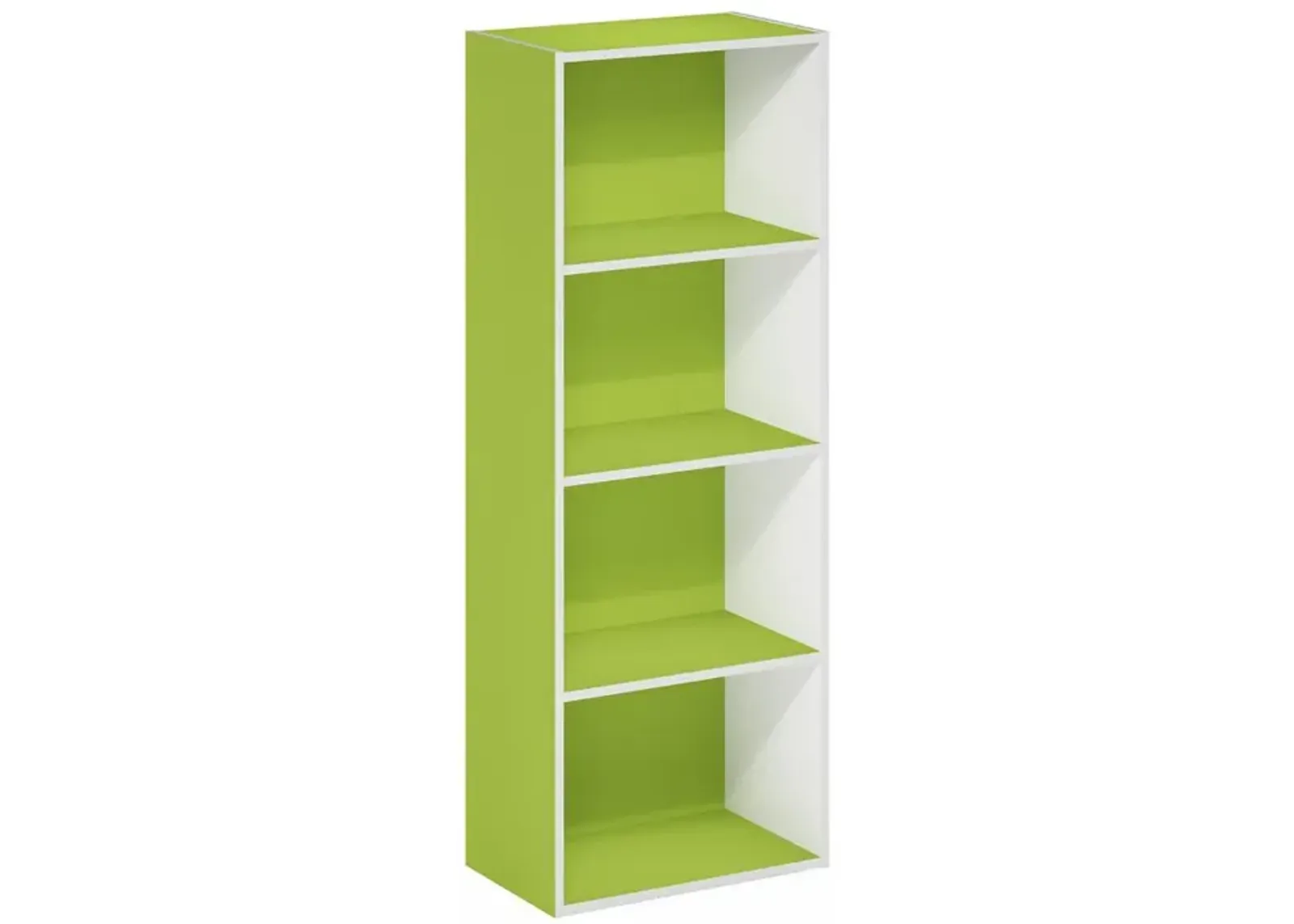 Furinno Luder 4-Tier Open Shelf Bookcase, Green/White