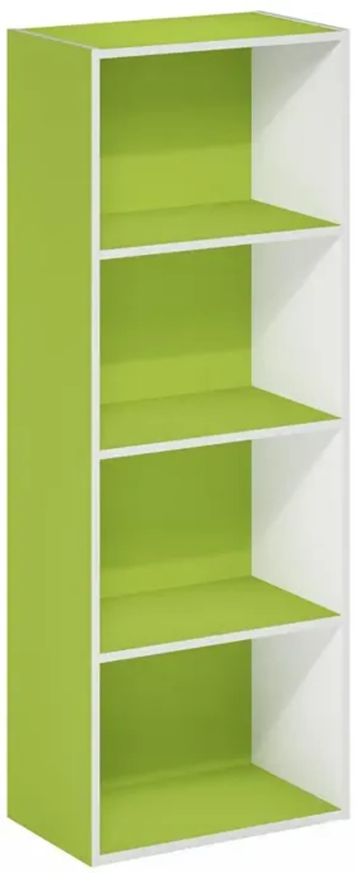 Furinno Luder 4-Tier Open Shelf Bookcase, Green/White